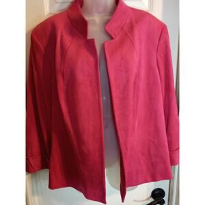 Tahari By Arthur S. Levine Cardigan Jacket Red Feels Like Suede Sz 22W...